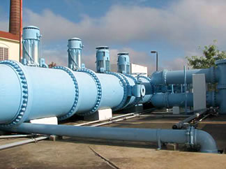 Potable water pump station large diameter water main